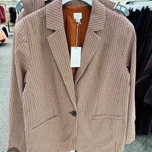 A New Day Rust Brown Plaid Blazer